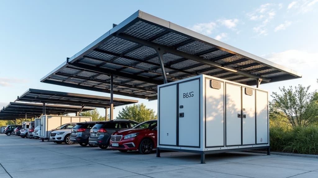 Solar carport with EV charging and battery storage